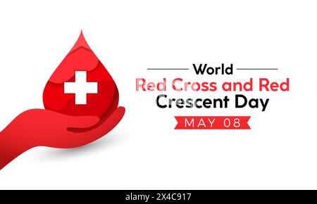 Welt Rotes Kreuz und Roter Halbmond Tag Gesundheit Bewusstsein Vektor Illustration. Vektor-Vorlage für Banner, Karte, Hintergrund. Stock Vektor