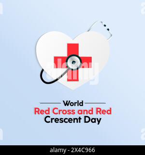 Welt Rotes Kreuz und Roter Halbmond Tag Gesundheit Bewusstsein Vektor Illustration. Vektor-Vorlage für Banner, Karte, Hintergrund. Stock Vektor