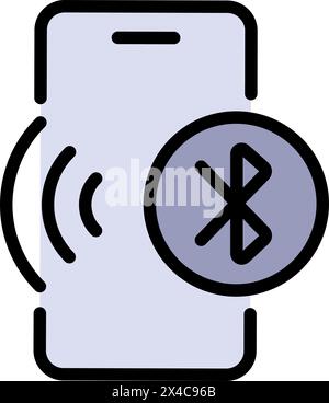 Bluetooth-Farbsymbol. Illustration des Smartphone-Vektors. Bluetooth-Suche und Verbindungsprozess, drahtlose Technologie. Einfaches flaches Design i Stock Vektor