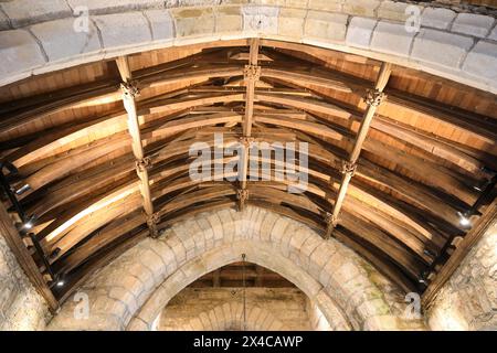 Das kunstvolle Holzdach in der Kirche St. Michael & All Angels auf St. Michael's Mount, Marazion, Penzance, Cornwall, England, Vereinigtes Königreich Stockfoto