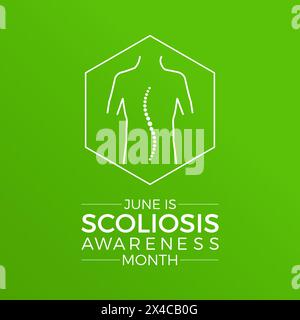 Skoliose-Bewusstsein Monat Gesundheit Bewusstsein Vektor Illustration. Vektor-Vorlage für Banner, Karte, Hintergrund. Stock Vektor