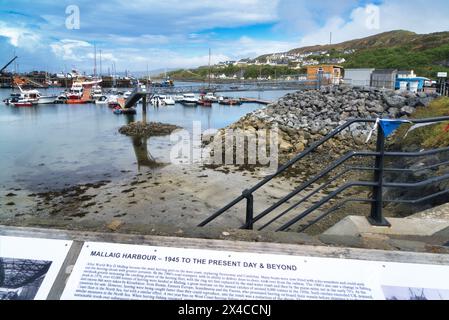 Blick nach Nordwesten zum Hafen von Mallaig am Mallaig Pier. WESTERN Highlands, Schottland, Großbritannien Stockfoto