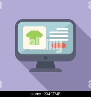 Online-Shopping-Monitor-Symbol flacher Vektor. Web-Marketing. Bildschirm „Speichern“ Stock Vektor