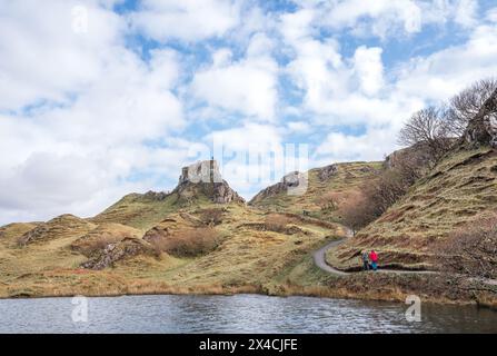 The Fairy Glen, eine geographische Formation aus Kalkstein, Uig, auf der schottischen Isle of Skye. Stockfoto