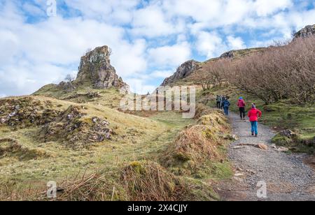 The Fairy Glen, eine geographische Formation aus Kalkstein, Uig, auf der schottischen Isle of Skye. Stockfoto