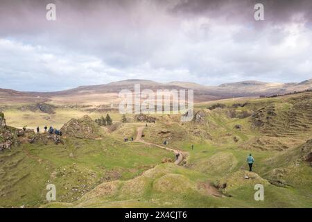 The Fairy Glen, eine geographische Formation aus Kalkstein, Uig, auf der schottischen Isle of Skye. Stockfoto