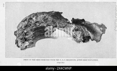 Ein Teil der Mine wurde aus den USA entfernt, nachdem die USA eine Minenexplosion durch deutsche U-Boot-Aktivitäten an der Atlantikküste der Vereinigten Staaten und Kanadas gemacht hatten. Office of Naval Records and Library, Veröffentlichungsdatum 1920 Stockfoto