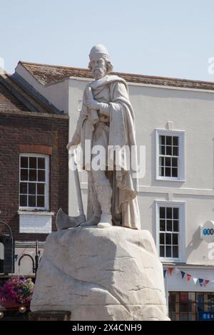 Eine Statue von Alfred dem Großen in Wantage, Oxfordshire in Großbritannien Stockfoto