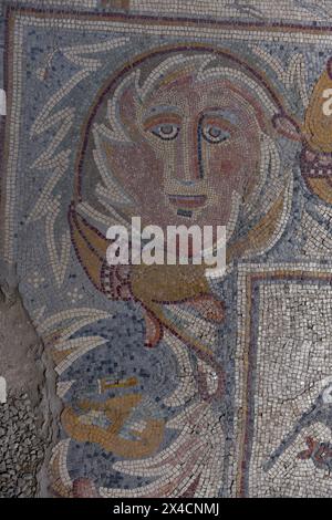 Ältestes Bodenmosaik auf der Apostelkirche in Madaba in Jordanien Stockfoto