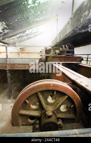 Hartmannhalle Chemnitz - ein Denkmal der Industriegeschichte ein stilles Denkmal der Chemnitzer Industriegeschichte Foto von 2004 ist wieder mit Leben erfüllt. Mit Beginn des Kultuhauptstadtjahres am 18. Januar 2025 wird hier das neue Besuchs- und Informationszentrum für Gäste die Türen öffnen. Die zentrumsnahe Hartmannhalle gehörte einst zu dem Iindustrieareal der Hartmann Werke, die von einer Schlosserwerkstatt mit drei Gehilfen sich zu einem der wichtigsten sächsischen Maschinenbaubetriebe mit 3000 Mitrarbeitern entwickelt. 1848 wurde die erste Lokomotive aus den Hartmannwerken gefahren, z Stockfoto