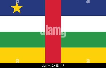 Nationalflagge der Zentralafrikanischen Republik, Zeichen der Zentralafrikanischen Republik, Flagge der Zentralafrikanischen Republik Stock Vektor