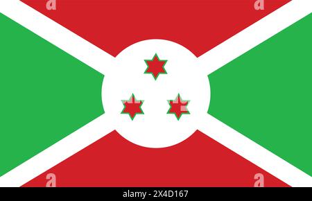 Nationalflagge von Burundi, Burundi-Zeichen, Burundi-Flagge Stock Vektor