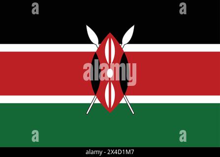 Nationalflagge von Kenia, Kenia-Zeichen, Kenia-Flagge Stock Vektor