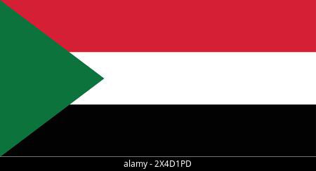 Nationalflagge des Sudan, Sudan-Zeichen, Sudan-Flagge Stock Vektor