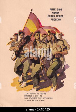 Cartel de la guerra Civil Española 'ante Dios nunca serás un heroe anónimo'. Stockfoto