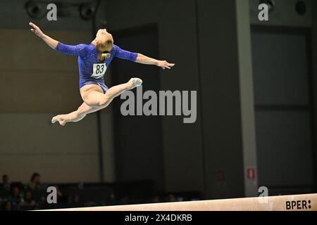 Rimini, Italien. Mai 2024. D'AMATO Alice (ITA) Beam während der europäischen Meisterschaft im Kunstturnen - Frauen, Turnen in Rimini, Italien, 02. Mai 2024 Credit: Independent Photo Agency/Alamy Live News Stockfoto