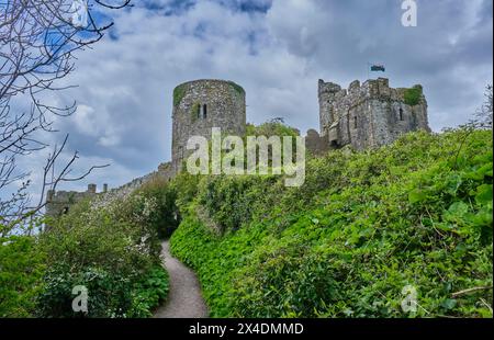 Manorbier Castle, Manorbier, Pembrokeshire, Wales Stockfoto