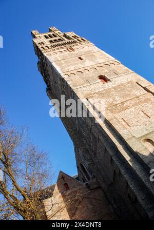 Der gotische Turm von Sint-Salvatorskathedraal in Brügge, Belgien Stockfoto