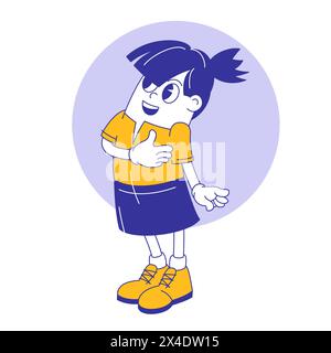 70er Jahre groovige Comic-Frauenfigur verspricht. Stock Vektor