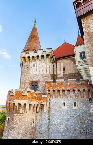 Rumänien, Hunedoara. Schloss Corvin, gotische Renaissance-Burg, eine der größten Schlösser Europas. Stockfoto