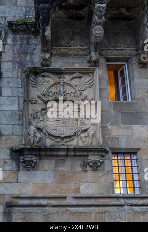 Spanien, Galicien. Am frühen Morgen in Santiago de Compostela im Hostal Dos Reis Catolicos Stockfoto