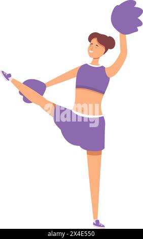 Ein Bein Stütze Cheerleader Icon Cartoon Vektor. Spielkostüm. Person bewegen Stock Vektor