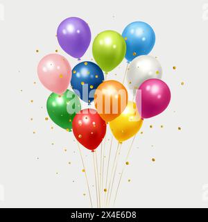 Festliche, realistische Ballons. Feierliches Design mit bunten Ballons. Vektorabbildung Stock Vektor