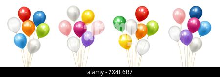 Festliches Ballons-Set. Feierliches Design mit bunten Ballons. Vektorabbildung im 3D-Stil Stock Vektor