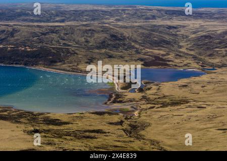 Eine Luftaufnahme von West Falkland Island. Stockfoto