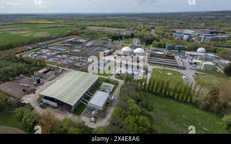 Panoramablick auf die Themse Wasser- und Abwasseraufbereitung, Oxford, Großbritannien. Stockfoto