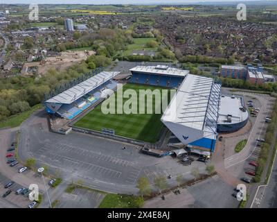 Aus der Vogelperspektive des Kassam Stadium, Heimstadion des Oxford United Football Clubs, Großbritannien. Stockfoto