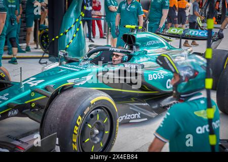 Miami Gardens, FL, USA. Mai 2023. Pit-Stop-Übung. Aston Martin Aramco Team, F1 Grand Prix von Miami am 7. Mai 2023 in Miami Gardens, Florida, USA. Quelle: Yaroslav Sabitov/YES Market Media/Alamy Live News. Stockfoto