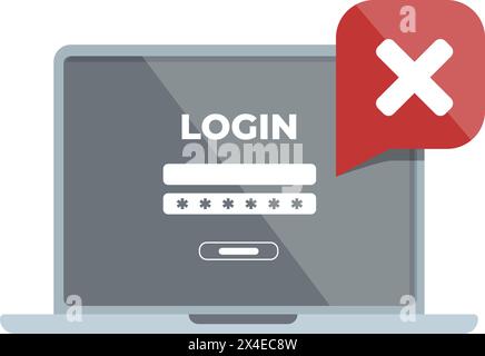 Benutzerfehler Kennwortzugriff auf Laptop-Symbol Cartoonvektor. Internet online. Cybersicherheit Stock Vektor