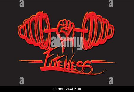 Fitnessgeräte. Fitnesssport oder schweres Langhanteltraining iro Stock Vektor