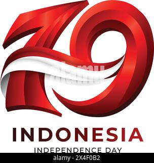 79. Indonesisches Independence Concept Logo. 17. august 2024 IKN-Jubiläum Stock Vektor