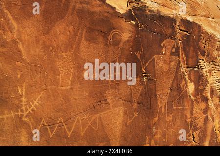 Petroglyphen im Fremont-Stil entlang des Cub Creek, Dinosaur National Monument Stockfoto