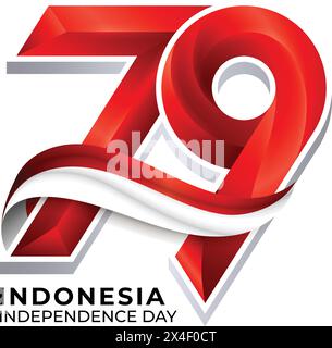 79. Indonesisches Independence-Logo, 17. august 2024 IKN-Feier. Stock Vektor