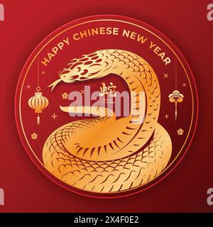 Happy chinese New Year 2025, des chinesischen Tierkreiszeichens oder Symbols der Schlange Stock Vektor