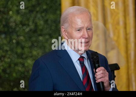 Washington, Usa. April 2024. US-Präsident Joe Biden spricht am 2. Mai 2024 im Weißen Haus in Washington, DC, in Wilmington an das Teacher of the Year State Dinner. Credit: Chris Kleponis/Pool über CNP Credit: Abaca Press/Alamy Live News Stockfoto