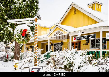 USA, Washington State, Woodinville. Winterszene im Obelisco Estate Tasting Room in Woodinville. (Nur Für Redaktionelle Zwecke) Stockfoto