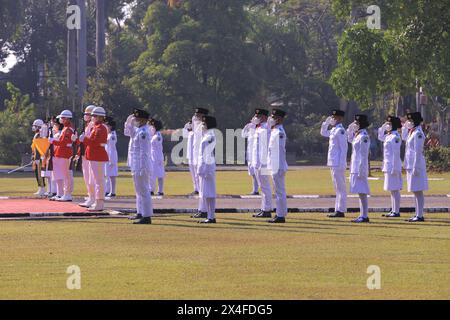 Paskibraka, ein indonesischer Flaggenheber während des Unabhängigkeitstages. Stockfoto