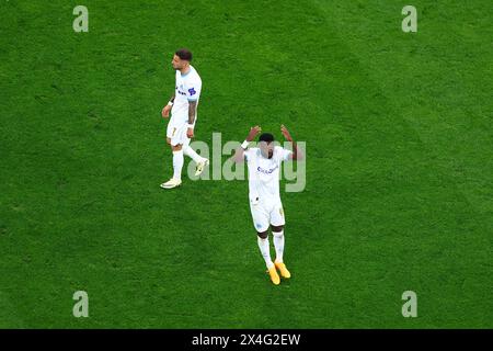 Marseillle, Frankreich. Mai 2024. © SPORTPIXPRESS/MAXPPP - MARSEILLLE 02/05/2024 UEFA EUROPA LEAGUE HALBFINALE 1. SPIEL MARSEILLE-ATALANTA BERGAME mbemba (chancel) feiert sein Tor Credit: MAXPPP/Alamy Live News Stockfoto