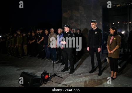 Nicht exklusiv: ZAPORIZHZHIA, UKRAINE - 02. MAI 2024 - Sekretärin des Stadtrates von Zaporizhzhia Rehina Kharchenko, Leiterin der regionalen staatlichen Ad Zaporizhzhia Stockfoto