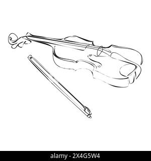Eine einzeilige Zeichnung einer Geige. Symbol für durchgehende Geigenlinie. Einzeiliges Symbol. Vektorabbildung Stock Vektor