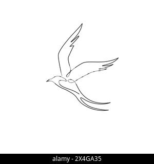 Einzelne durchgehende Linienzeichnung der Schönheitsschwalbe für die Firmenlogos. Entzückendes Vogelmaskottchen-Konzept für das Symbol der Schwalbennest-Farm. Moderne, einzeilige Einrichtung Stock Vektor