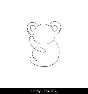 Eine durchgehende Linienzeichnung mit entzückendem Koala auf dem Baum für die Identität des nationalen Zoos. Kleiner Bär aus Australien Maskottkonzept für Naturschutzpark Stock Vektor