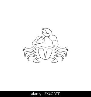 Eine einzeilige Zeichnung mit niedlichen kleinen Krabben für Logo-Identität. Gesunder köstlicher Geschmack Meeresfrüchte Konzept für chinesische Restaurant-Ikone. Modern durchgehend Stock Vektor