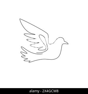 Einzelne durchgehende Linienzeichnung mit entzückendem fliegenden Taubenvogel für Logo-Identität. Niedliches Taubenmaskottchen für Freiheit und Frieden. Trendig Stock Vektor