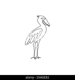 Eine einzige Zeilenzeichnung mit enormer Schnürung für die Identität des Firmenlogos. Großes prähistorisches Vogelmaskottkonzept als Vogelschutzsymbol. Moderne konti Stock Vektor