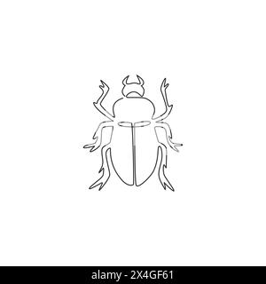 Einzelne durchgehende Linienzeichnung eines entzückenden Käfers für die Identität des Firmenlogos. Winziges Insektenmaskottchen-Konzept für Insektenliebhaber-Club-Ikone. Moderne einzeilige Zeichnung Stock Vektor